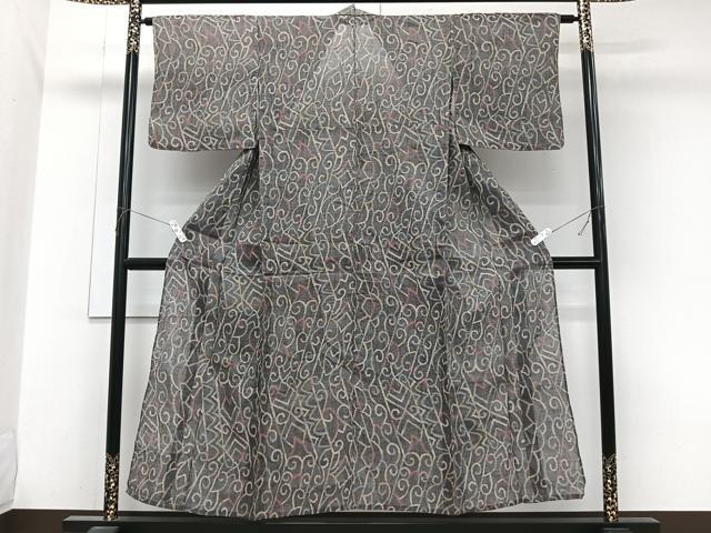 平和屋着物＊夏物　本場小千谷縮　幾何学文　麻　逸品　CABJ9677xi