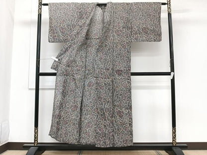 平和屋着物＊夏物　本場小千谷縮　幾何学文　麻　逸品　CABJ9677xi