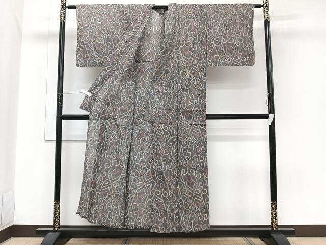 平和屋着物＊夏物　本場小千谷縮　幾何学文　麻　逸品　CABJ9677xi