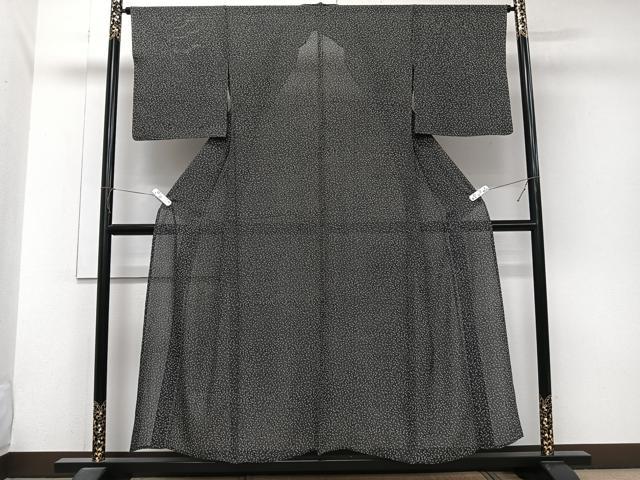 平和屋着物＊夏物　江戸小紋　絽　小花文　黒地　正絹　逸品　CABJ9678xi