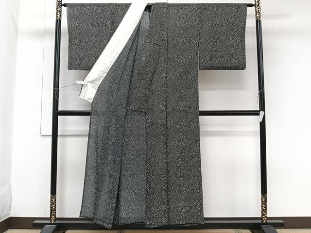 平和屋着物＊夏物　江戸小紋　絽　小花文　黒地　正絹　逸品　CABJ9678xi