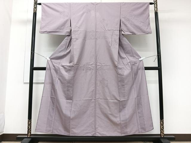 平和屋着物＊夏物　色無地　正倉院花紋紗　薄葡萄色　正絹　逸品　CABJ9680xi
