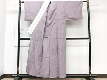 平和屋着物＊夏物　色無地　正倉院花紋紗　薄葡萄色　正絹　逸品　CABJ9680xi