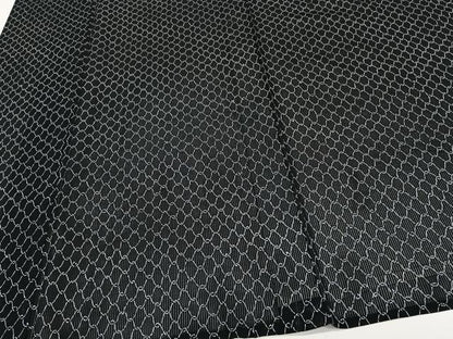 平和屋着物＊夏物　小紋　縦絽　網目文　黒地　正絹　逸品　CABJ9682xi