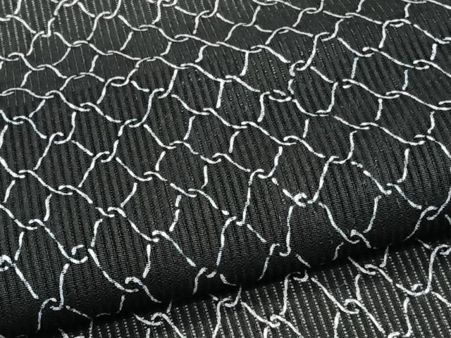 平和屋着物＊夏物　小紋　縦絽　網目文　黒地　正絹　逸品　CABJ9682xi