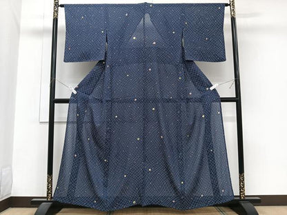 平和屋着物＊夏物　小紋　絽　絞り　網目花文　正絹　逸品　CABJ9683xi