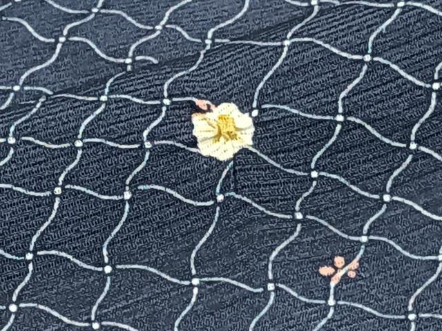 平和屋着物＊夏物　小紋　絽　絞り　網目花文　正絹　逸品　CABJ9683xi