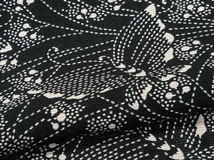 平和屋着物＊夏物　小紋　絽　舞蝶文　黒地　正絹　逸品　CABJ9688xi