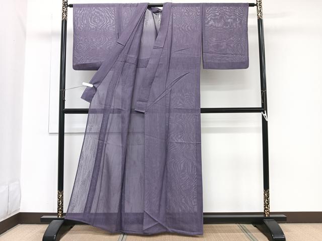 平和屋着物＊夏物　色無地　樹林紋紗　紫苑色　正絹　逸品　CABJ9693xi
