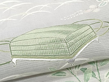 平和屋着物＊夏物　訪問着　文箱草花文　銀彩　正絹　逸品　CABJ9696xi