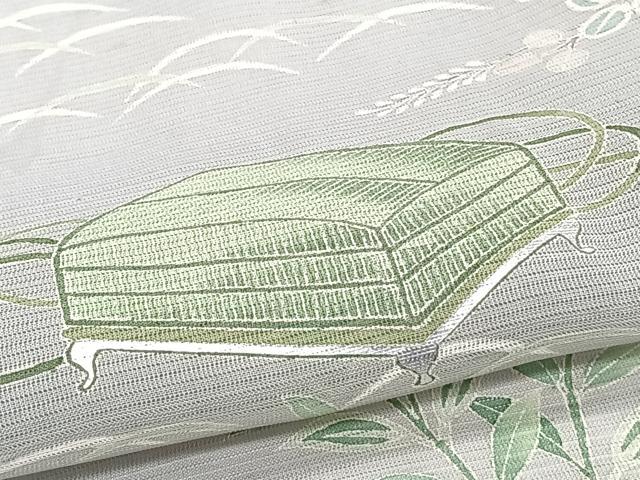 平和屋着物＊夏物　訪問着　文箱草花文　銀彩　正絹　逸品　CABJ9696xi