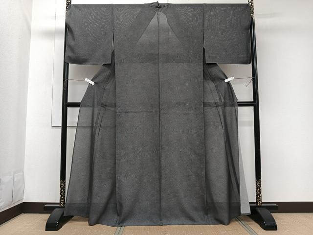 平和屋着物＊夏物　江戸小紋　絽　鮫小紋柄　黒地　正絹　逸品　CABJ9697xi