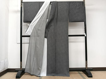 平和屋着物＊夏物　江戸小紋　絽　鮫小紋柄　黒地　正絹　逸品　CABJ9697xi