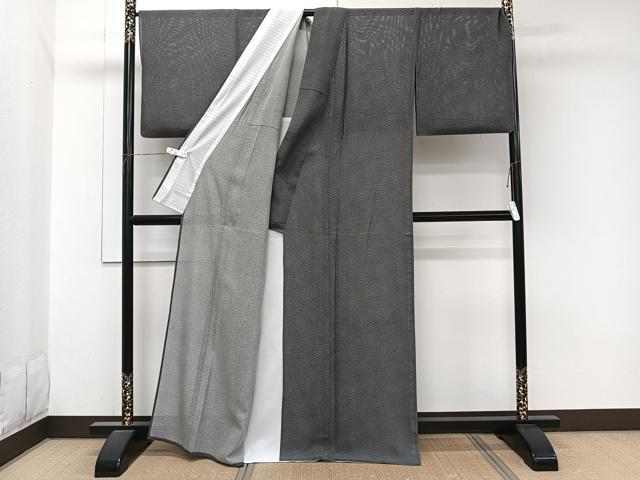 平和屋着物＊夏物　江戸小紋　絽　鮫小紋柄　黒地　正絹　逸品　CABJ9697xi