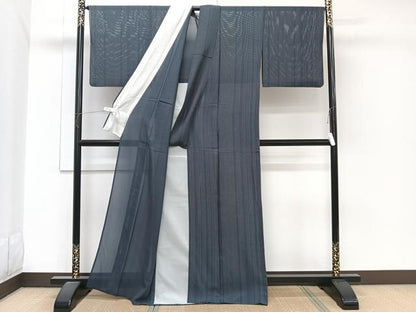 平和屋着物＊夏物　小紋　絽　縞　正絹　逸品　CABJ9698xi