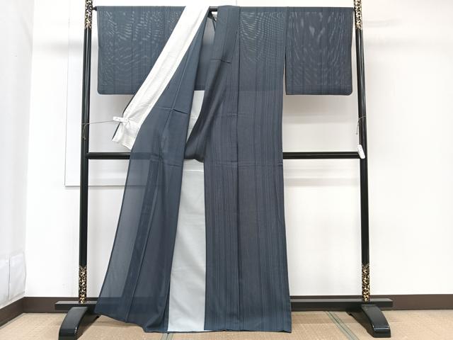 平和屋着物＊夏物　小紋　絽　縞　正絹　逸品　CABJ9698xi