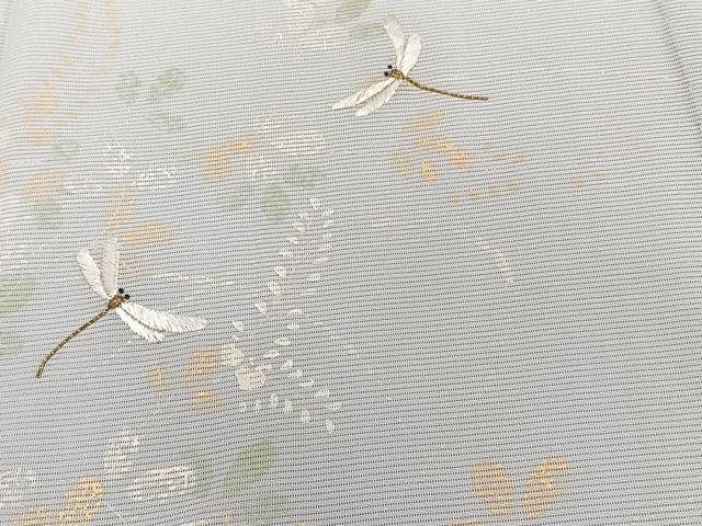 平和屋着物＊夏物　訪問着　絽　駒刺繍　萩蜻蛉　暈し染め　金糸　正絹　逸品　CABJ9701xi