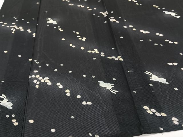 平和屋着物＊夏物　小紋　絽　跳兎　黒地　正絹　逸品　CABJ9707xi