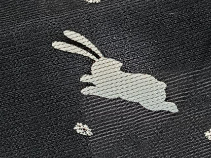 平和屋着物＊夏物　小紋　絽　跳兎　黒地　正絹　逸品　CABJ9707xi