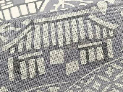 平和屋着物＊松煙染の第一人者　川島草苑　夏物　小紋　紗紬　風景文　正絹　逸品　CABJ9709xi