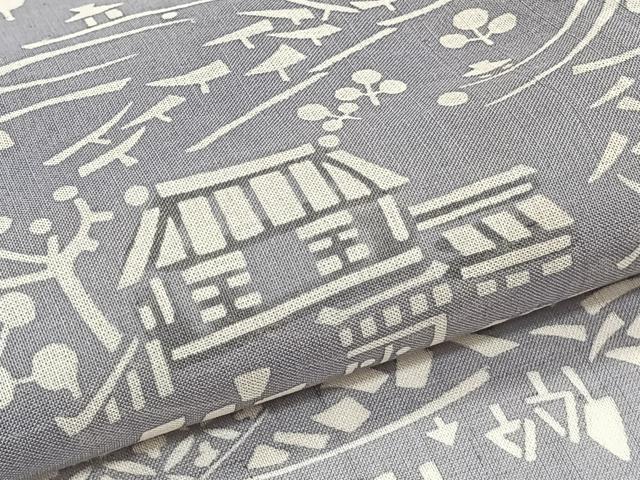 平和屋着物＊松煙染の第一人者　川島草苑　夏物　小紋　紗紬　風景文　正絹　逸品　CABJ9709xi