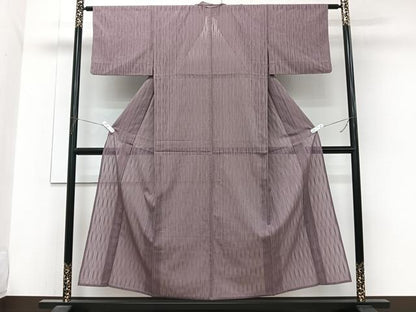 平和屋着物＊夏物　小紋　よろけ縞紋紗　正絹　逸品　CABJ9711xi