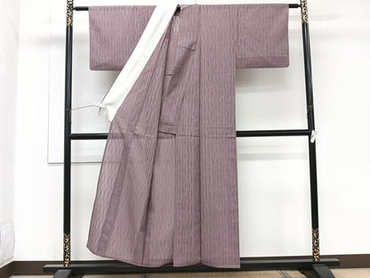 平和屋着物＊夏物　小紋　よろけ縞紋紗　正絹　逸品　CABJ9711xi