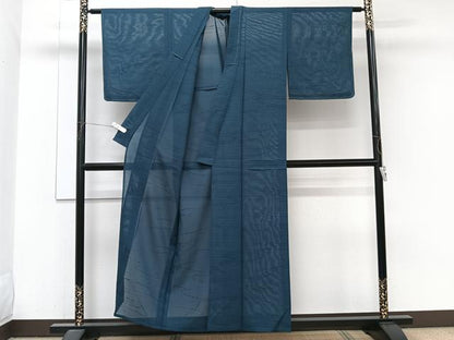 平和屋着物＊夏物　色無地　変わり絽　流水紋紗　藍色　正絹　逸品　未使用　CABJ9712xi