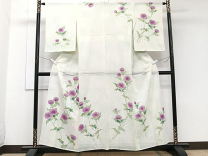 平和屋着物＊夏物　訪問着　絽　手描き　枝草花文　正絹　逸品　未使用　CABJ9713xi