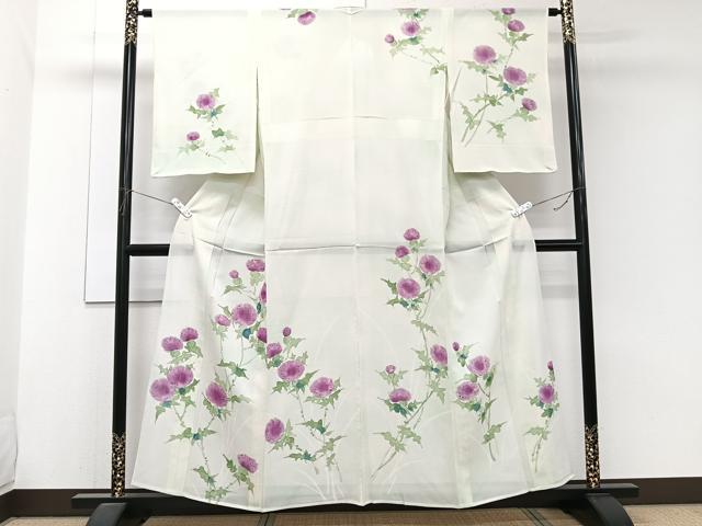 平和屋着物＊夏物　訪問着　絽　手描き　枝草花文　正絹　逸品　未使用　CABJ9713xi
