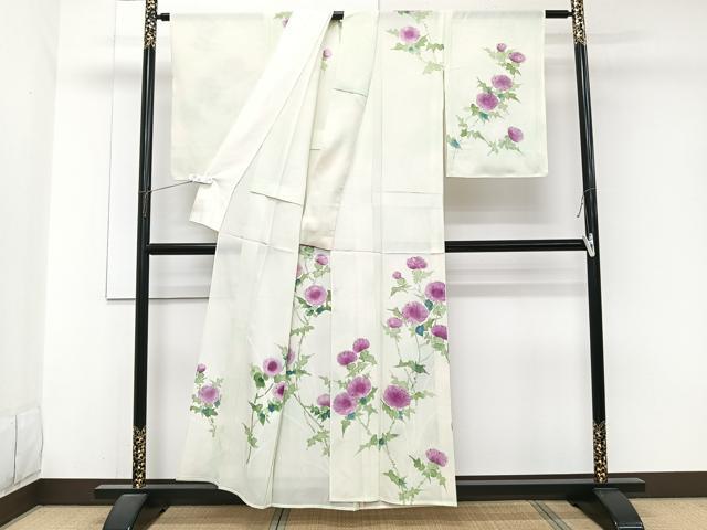 平和屋着物＊夏物　訪問着　絽　手描き　枝草花文　正絹　逸品　未使用　CABJ9713xi