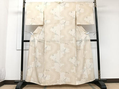 平和屋着物＊夏物　小紋　絽　草花蜻蛉　正絹　逸品　CABJ9715xi