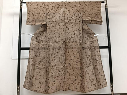 平和屋着物＊夏物　本場小千谷縮　花唐草文　麻　逸品　CABJ9717xi