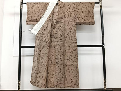 平和屋着物＊夏物　本場小千谷縮　花唐草文　麻　逸品　CABJ9717xi