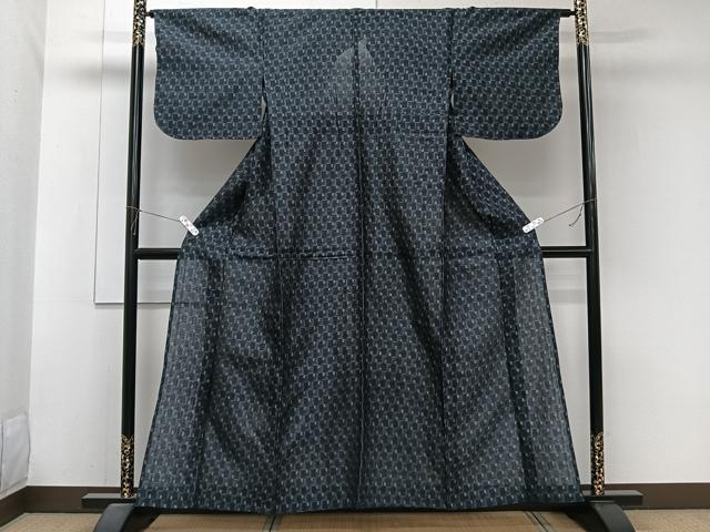 平和屋着物＊夏物　紗紬　幾何学文　正絹　逸品　CABJ9718xi