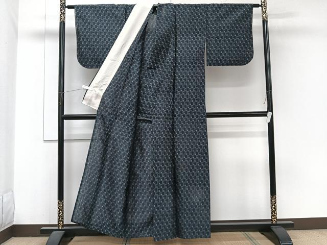 平和屋着物＊夏物　紗紬　幾何学文　正絹　逸品　CABJ9718xi
