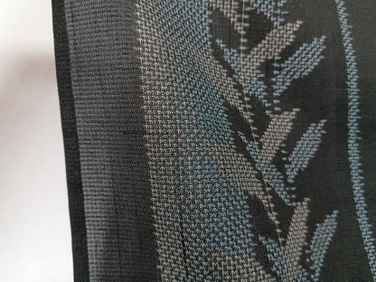 平和屋着物＊夏物　夏大島　間道枝葉文　やまと誂製　正絹　逸品　CABJ9724xi
