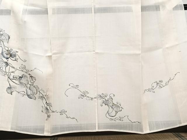 平和屋着物＊夏物　訪問着　紗紬　手描き　瓢箪蔦の葉文　金彩　正絹　逸品　CABJ9725xi