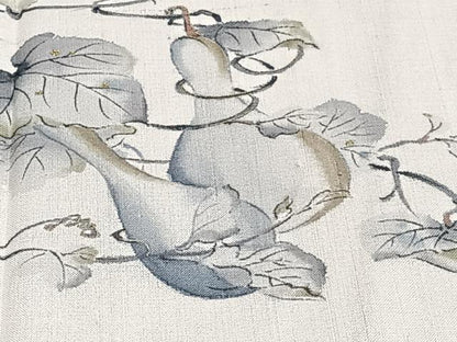 平和屋着物＊夏物　訪問着　紗紬　手描き　瓢箪蔦の葉文　金彩　正絹　逸品　CABJ9725xi