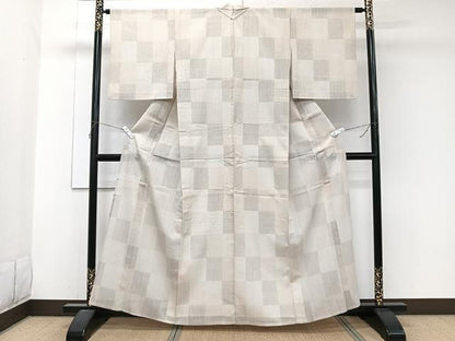 平和屋着物＊夏物　夏結城　100亀甲　亀甲文　総詰め　正絹　逸品　CABJ9731xi