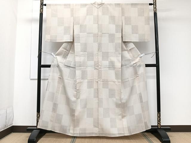 平和屋着物＊夏物　夏結城　100亀甲　亀甲文　総詰め　正絹　逸品　CABJ9731xi
