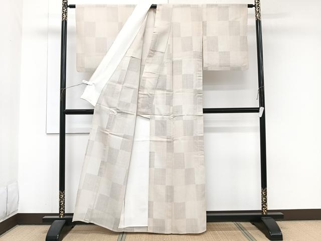 平和屋着物＊夏物　夏結城　100亀甲　亀甲文　総詰め　正絹　逸品　CABJ9731xi