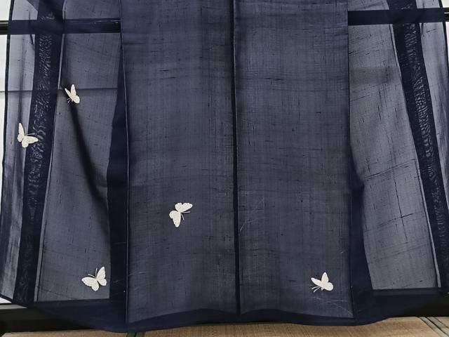 平和屋着物＊夏物　訪問着　紗紬　芝舞蝶文　正絹　逸品　CABJ9733xi