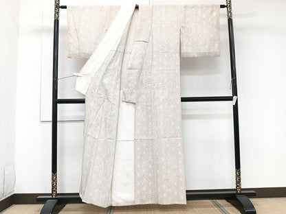 平和屋着物＊夏物　小紋　絽　杢目絞り　麻の葉文　正絹　逸品　CABJ9734xi