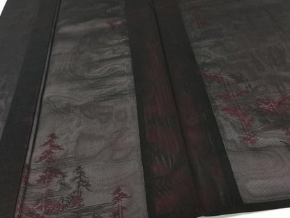 平和屋着物＊夏物　小紋　紗　樹林文　正絹　逸品　CABJ9735xi