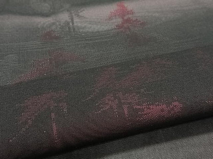 平和屋着物＊夏物　小紋　紗　樹林文　正絹　逸品　CABJ9735xi