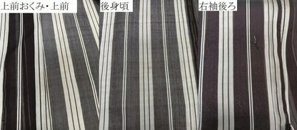 平和屋着物＊夏物　お召　紗　間道　黒地　正絹　逸品　CABJ9738xi