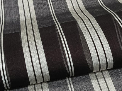 平和屋着物＊夏物　お召　紗　間道　黒地　正絹　逸品　CABJ9738xi