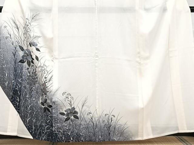 平和屋着物＊夏物　訪問着　絽　手描き　枝草花文　金彩　正絹　逸品　CABJ9739xi