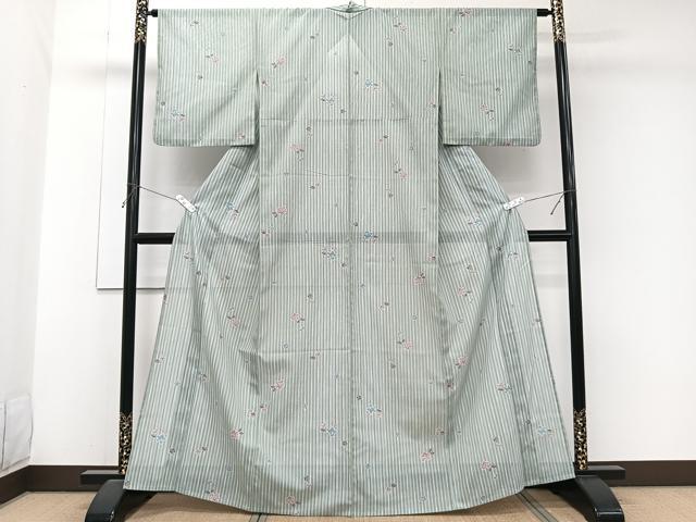 平和屋着物＊夏物　小紋　絽　草花文　洗える着物　CABJ9745xi